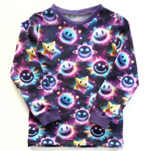 Långärmad t-shirt med smileys på lila