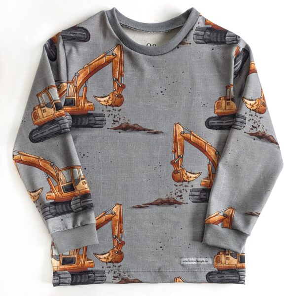 Långärmad t-shirt med grävmaskiner
