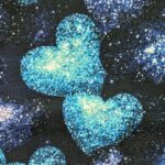 Blå glitterhjärtan