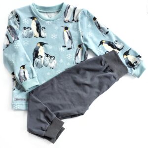 Långärmad t-shirt med pingviner + byxor 92