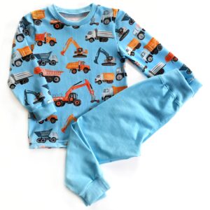 långärmad t-shirt med byggfordon + byxor stl 92