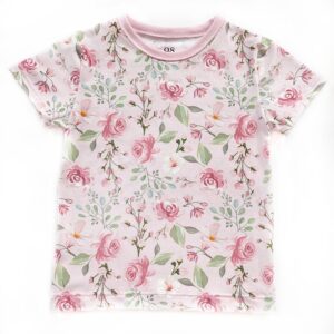 Kortärmad t-shirt med blommor på rosa