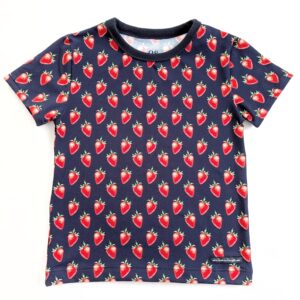 Kortärmad t-shirt med jordgubbar på marinblått