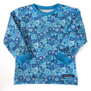Långärmad t-shirt med blå blommor