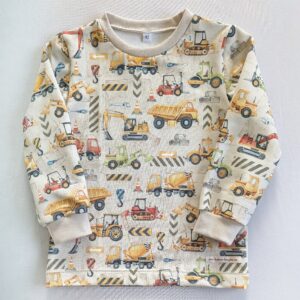 Sweatshirt, 1,5-2 år, storlek 92 - Byggfordon på beige botten