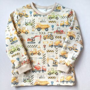 Sweatshirt, 2-3 år, storlek 98 - Byggfordon på beige botten