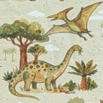 Dinosaurier på ljusgrönt
