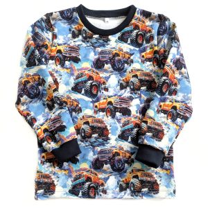 Sweatshirt med monstertruckar